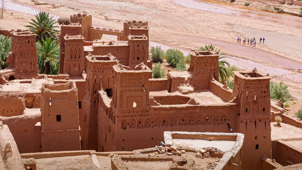Ait Ben Haddou Kasbah Morocco near Ouarzazate, famous UNESCO World Heritage site visited on Marrakech to Merzouga desert tours