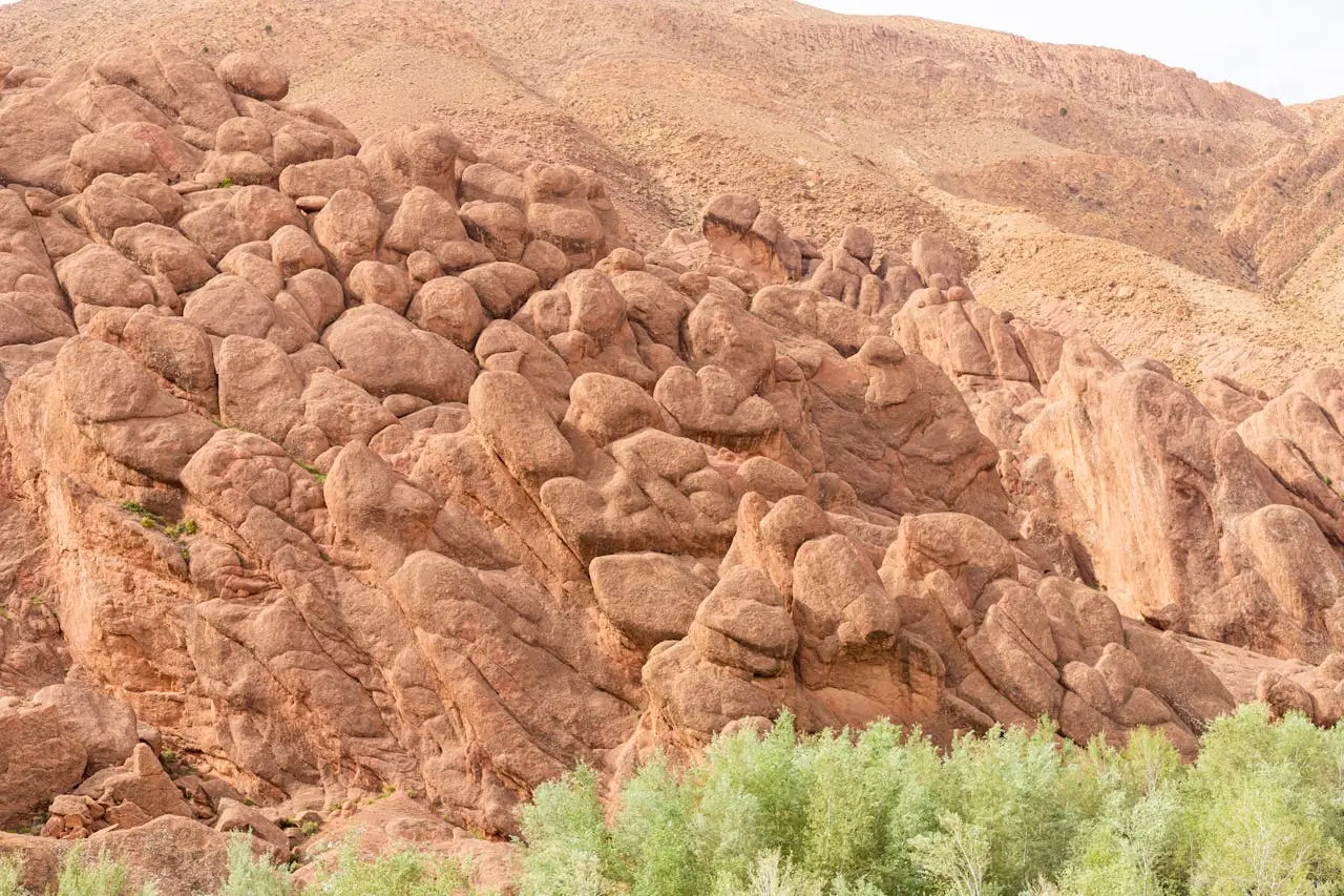 Famous Donkey Fingers rock formations in the Dades Valley, carved by erosion in southern Morocco.